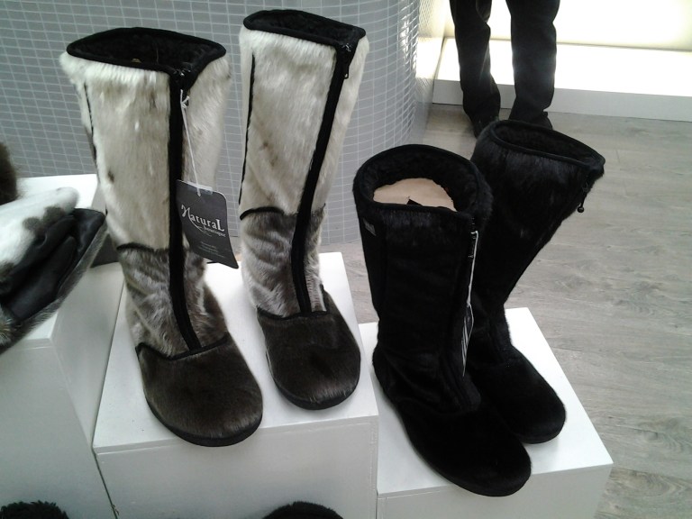 Canadian made Seal Skin boots at Natural Boutique, Water Street, St. John's.