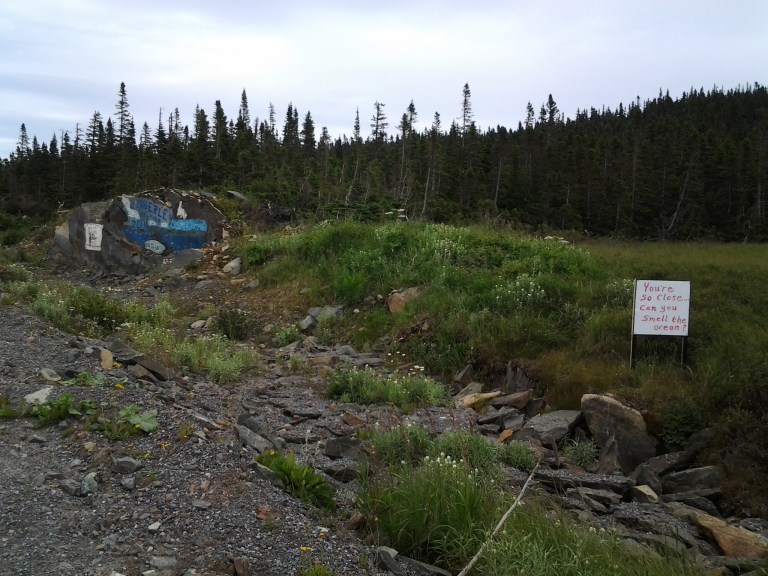 One of about a half dozen hand painted signs leading to Conche, NL.