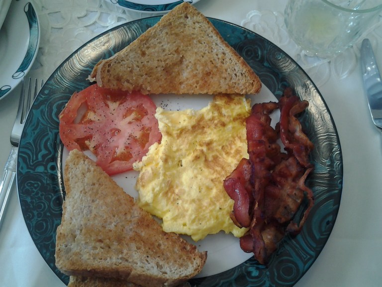 Cereal, juice, fruit cup, tea buns, coffee and THEN the big cooked breakfast. Butter Pot B and B, Holyrood, NL
