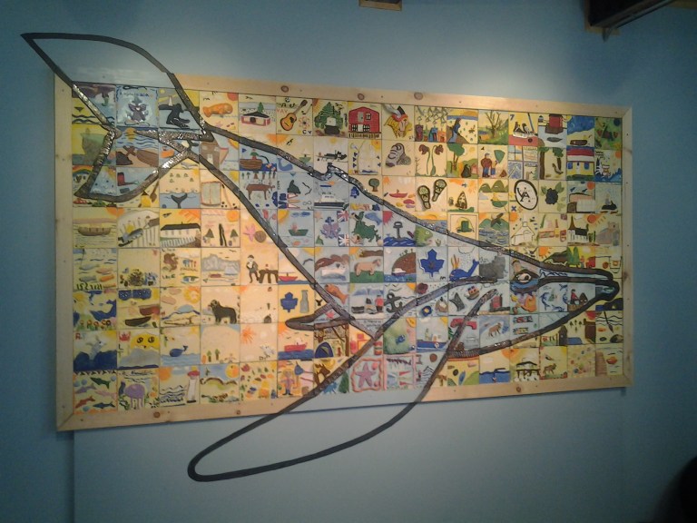 ArtSmart project between Kings Point Pottery and students from Valmont Academy. Humpback Whale mosaic