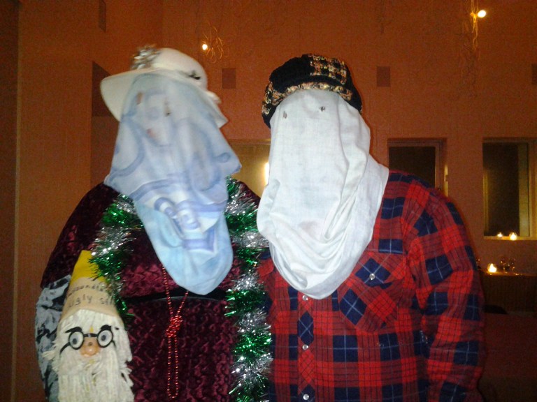 My lovely mummer dance partner on the right. Boxing Day, Fogo Island Inn