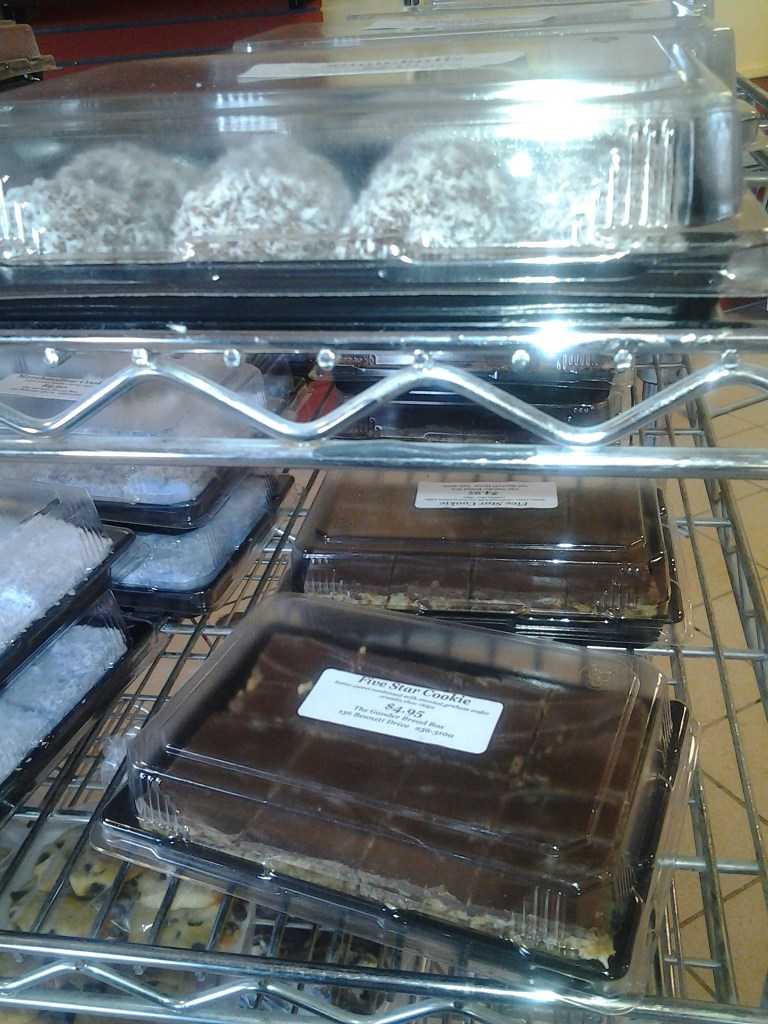 Leo's favorites. Snowballs and Five Star Squares, Gander Bread Box