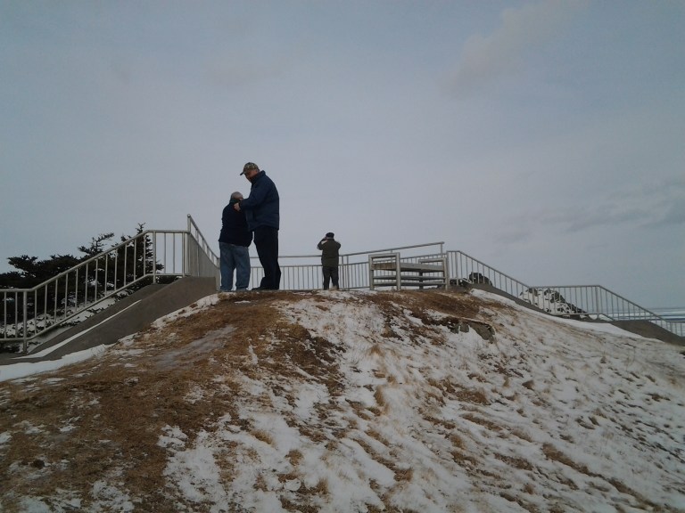 Checking for birds from the Long Point Lighthouse