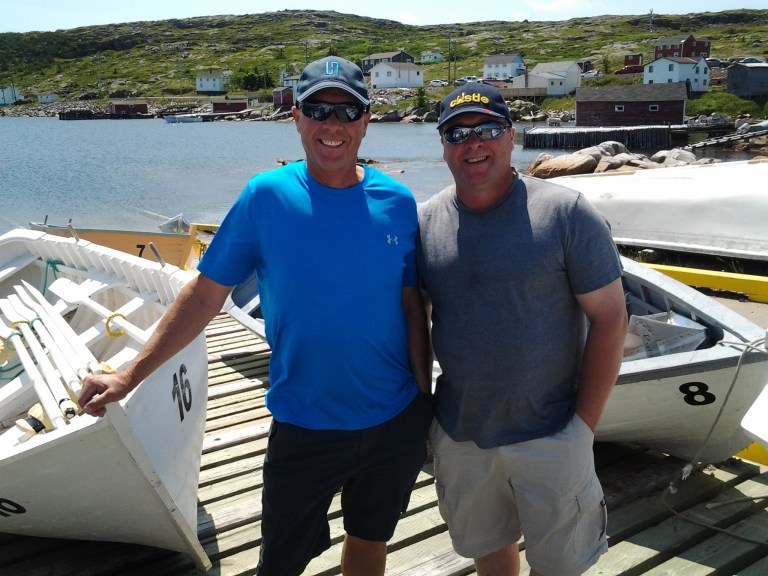 One of several teams of brothers, Wayne and Tom Freake, Silver Oar winners, Great Fogo Island Punt Race, 2014
