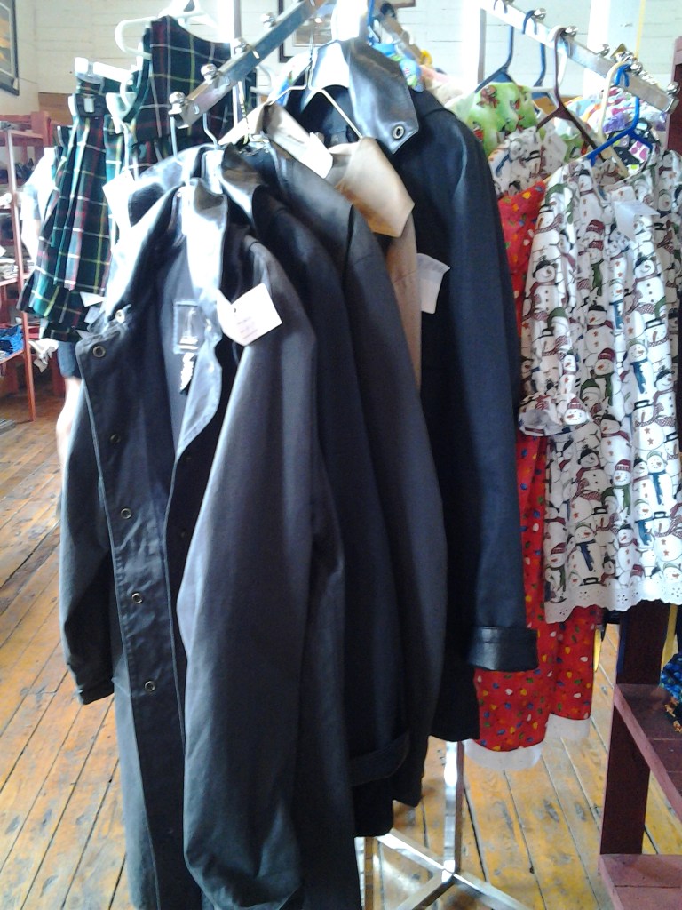 Oil skin coats made in Newfoundland.