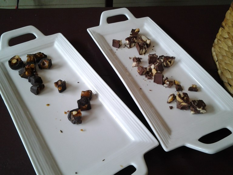 Aunt Sarah's Chocolates samples. It's a trick, but go for it anyway. 