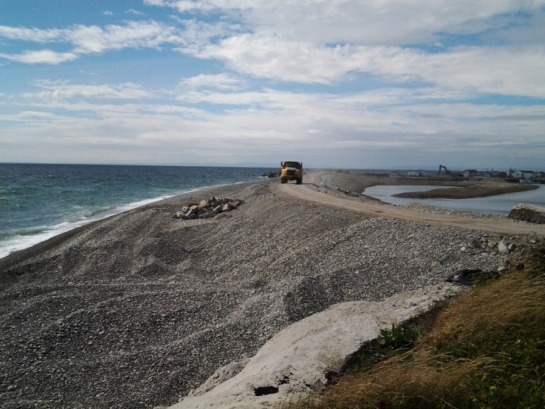 Constuction at Blue Beach on Long Point, near Black Duck Brook, L'Anse aux Canard, NL