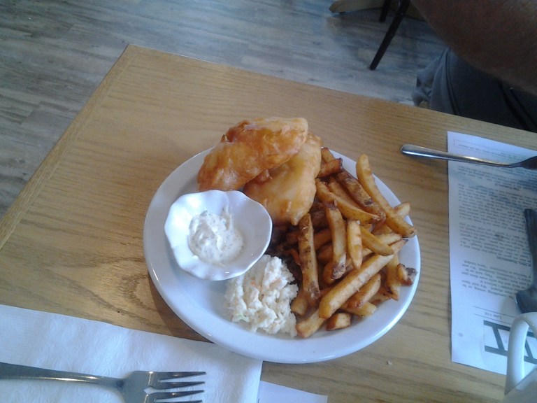 Fish and chips, of course, Old Shoppe Restaurant, Newtown, NL May 31, 2015