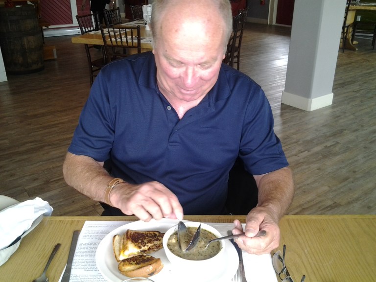 Seafood Chowder and a sandwich. Old Shoppe Restaurant, Barbour Living Heritage Villiage, Newtown, Newfoundland and Labrador