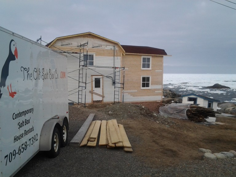 Old Salt Box House Company Greenspond renovation, May 2 2015.